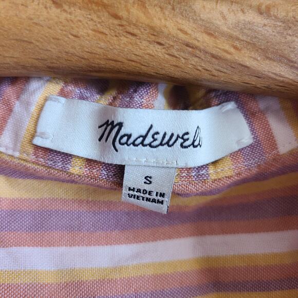 Madewell Central Shirt in Rainbow Stripe Button Down Small Boho Blouse Top - Picture 4 of 4